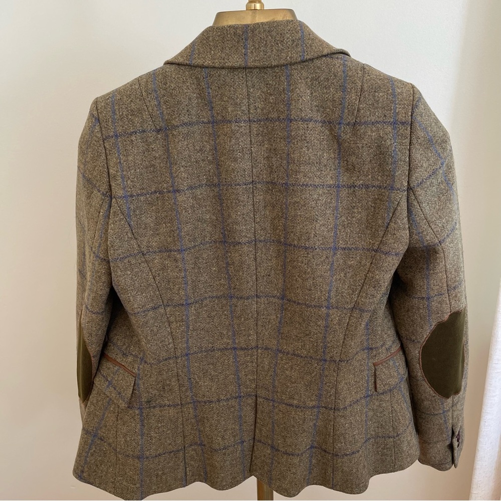 Zara Basic Plaid Wool Blazer With Elbow Patches, … - image 6